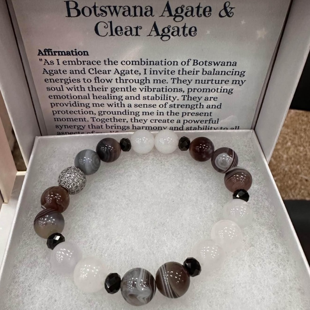Botswana Agate & Clear Agate Bracelet